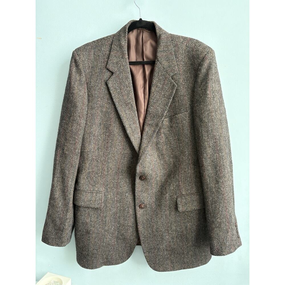 Vintage Faberge For Simpsons Wool Brown/ Multicolor Herringbone Blazer Mens 44L